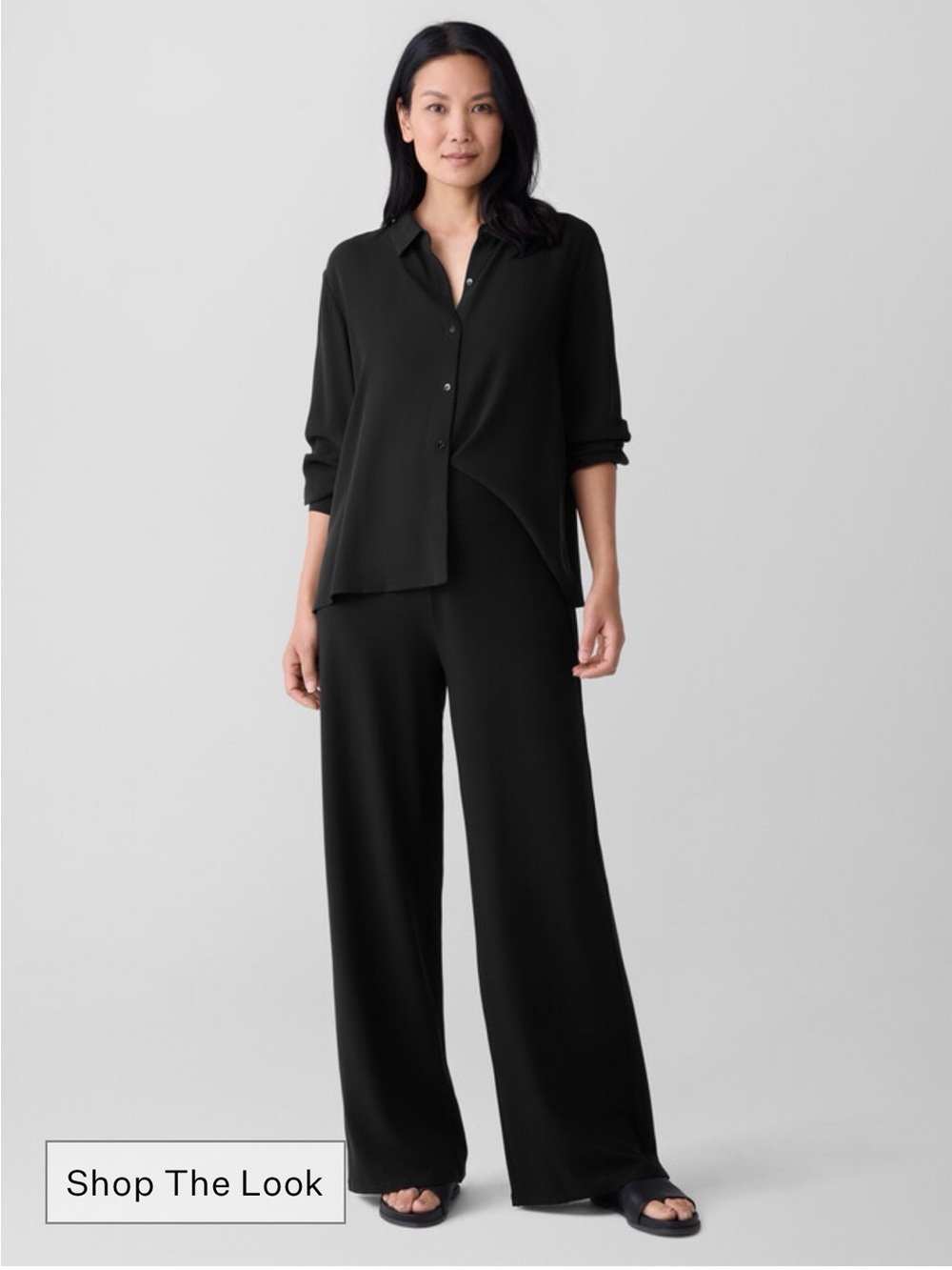 Eileen Fisher stretch jersey knit wide leg pants size M
